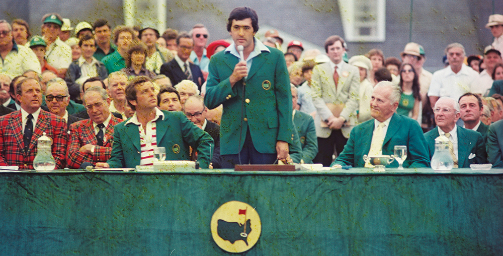 Full green jacket: Seve says his thanks after winning the Masters in 1980