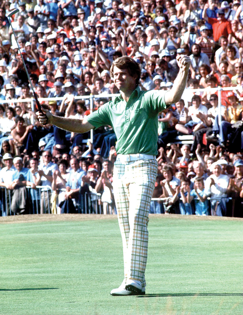 The duel is won: Tom Watson celebrates his famous victory in the 1977 [British] Open