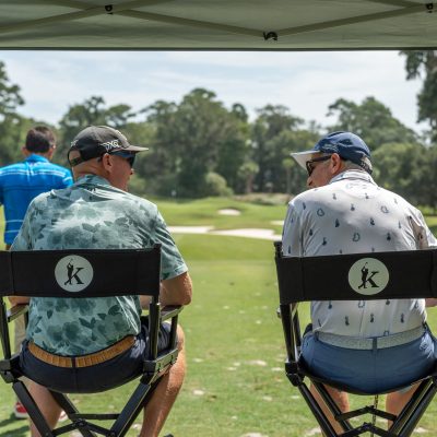 Geno Bonnalie hangs out with guests on course