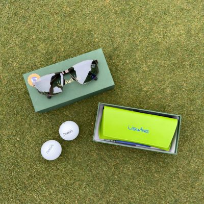 USwing setup shop on the putting green to allow guests to test out their sunglasses which were then gifted to each golfer